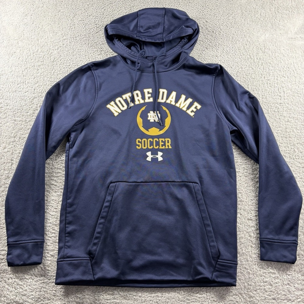 Notre Dame Soccer Hoodie Mens Small Under Armour Pull Over Loose Performance